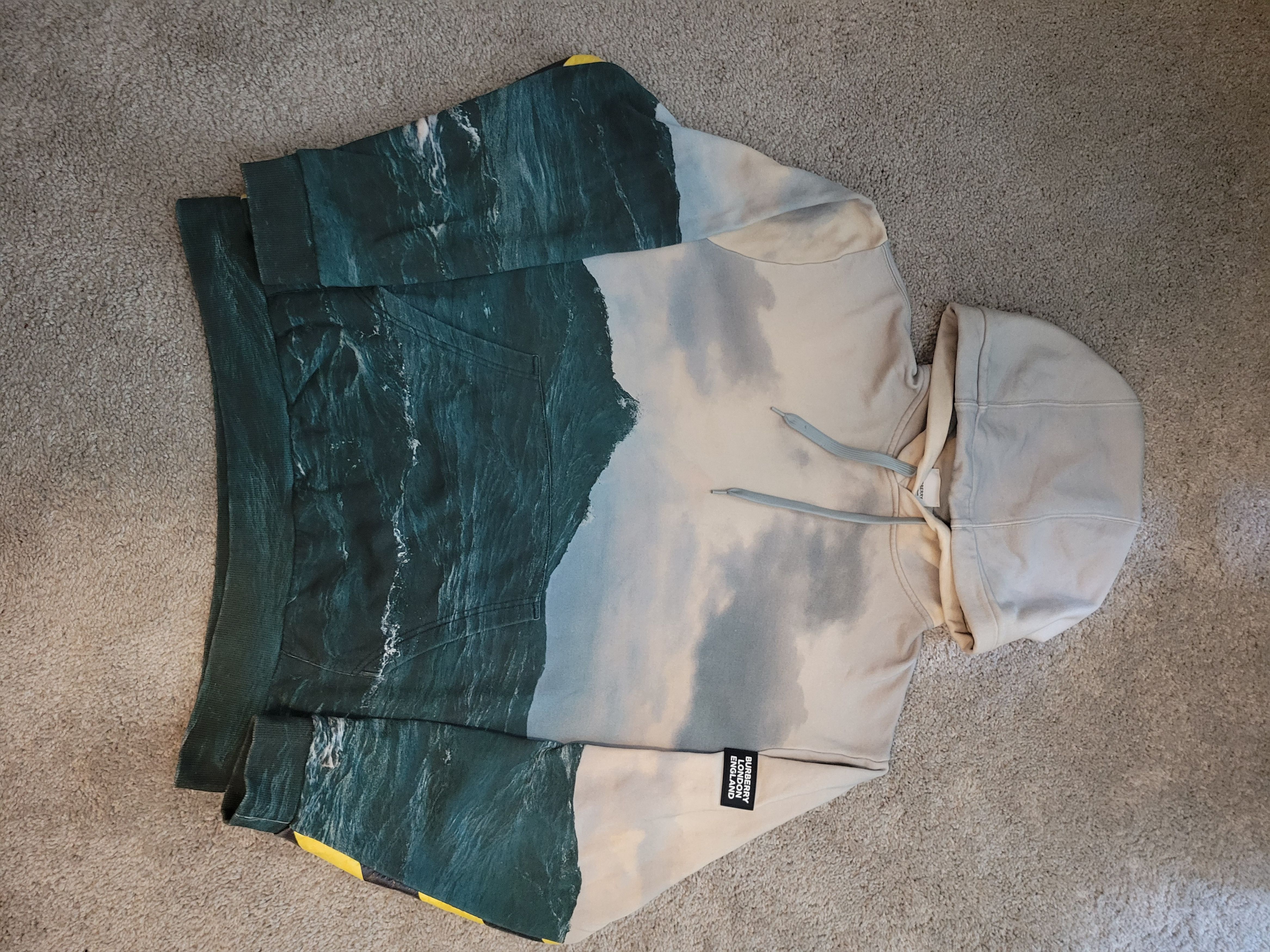 Burberry Sea Print Hoodie Size XL