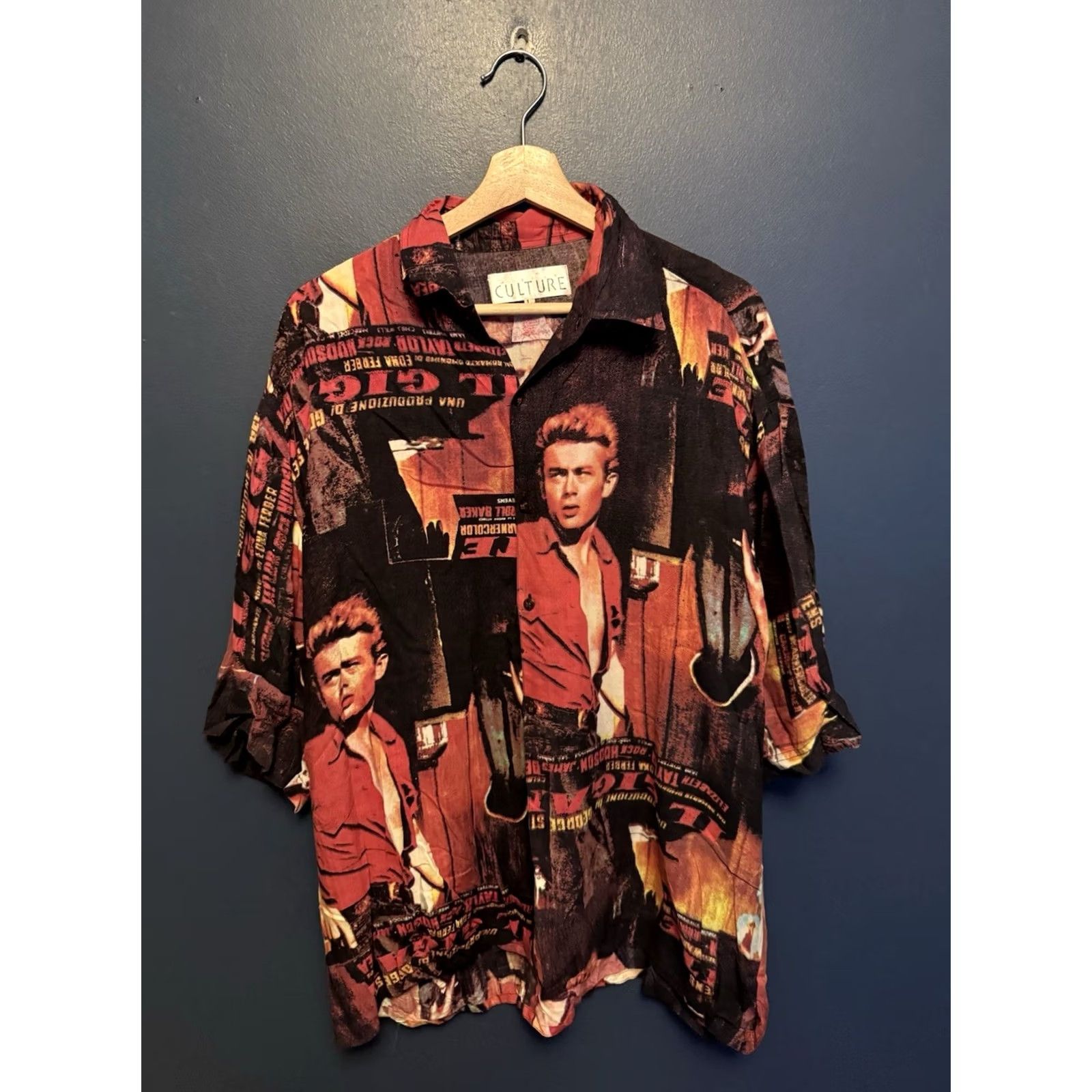 Vintage VINTAGE 80s James Dean All Over Print Polo Button-Up Shirt Red L Mens Size US L / EU 52-54 / 3 - 3 Thumbnail
