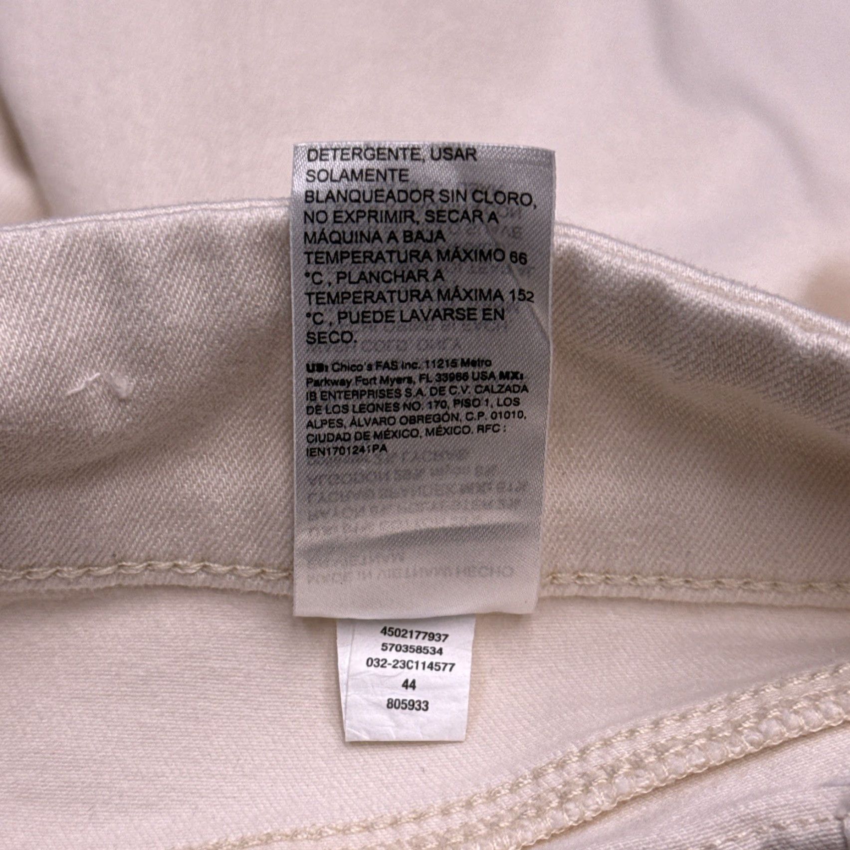 Vintage Chicos Jeans Chicos Pull On Wide Leg Jeans Womens 3R Ivory Cotton Blend Stretch Button High Rise Denim 29.5 Inseam Regular Machine Washable Size 3 Size 26" / US 2 / IT 38 - 6 Thumbnail