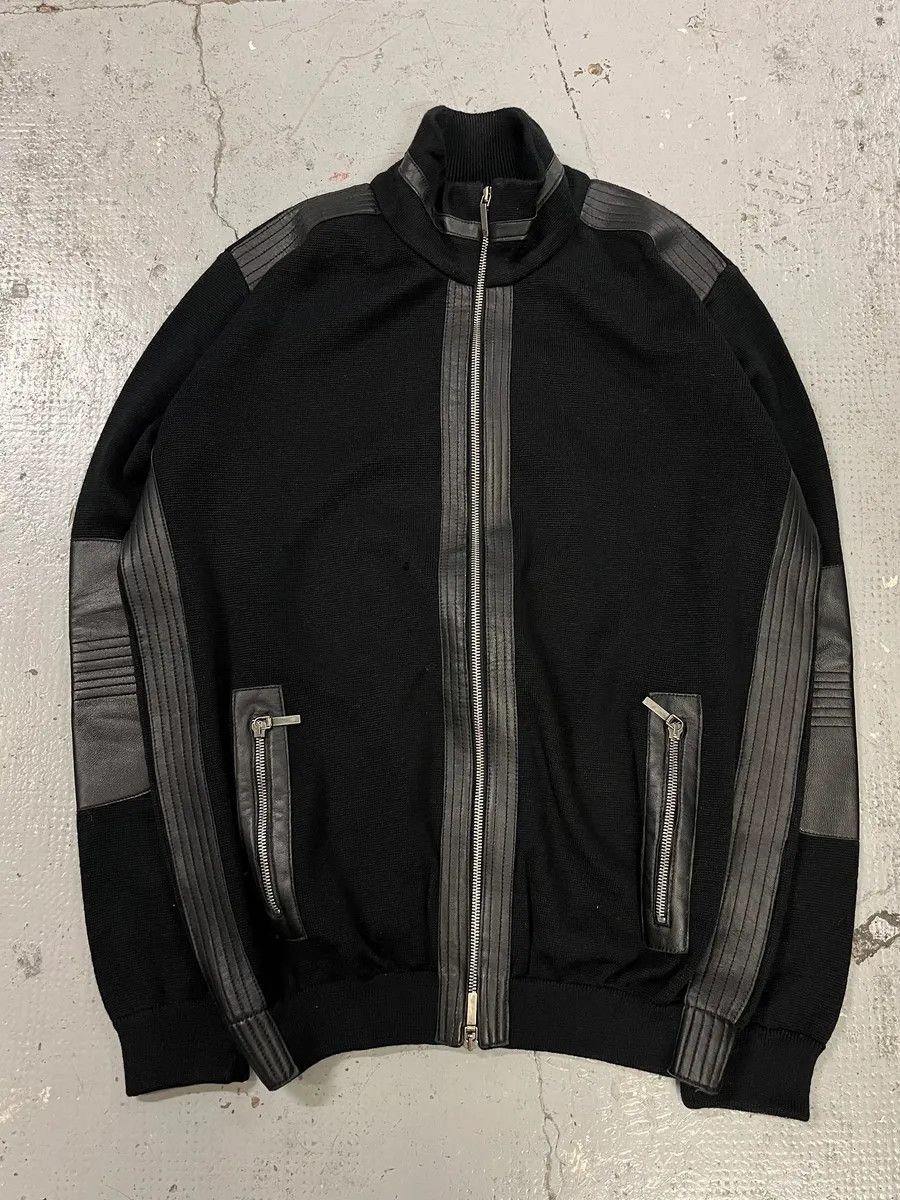 Versace 2000s Versace Black Wool & Leather Hybrid Jacket Size US M / EU 48-50 / 2 - 3 Thumbnail