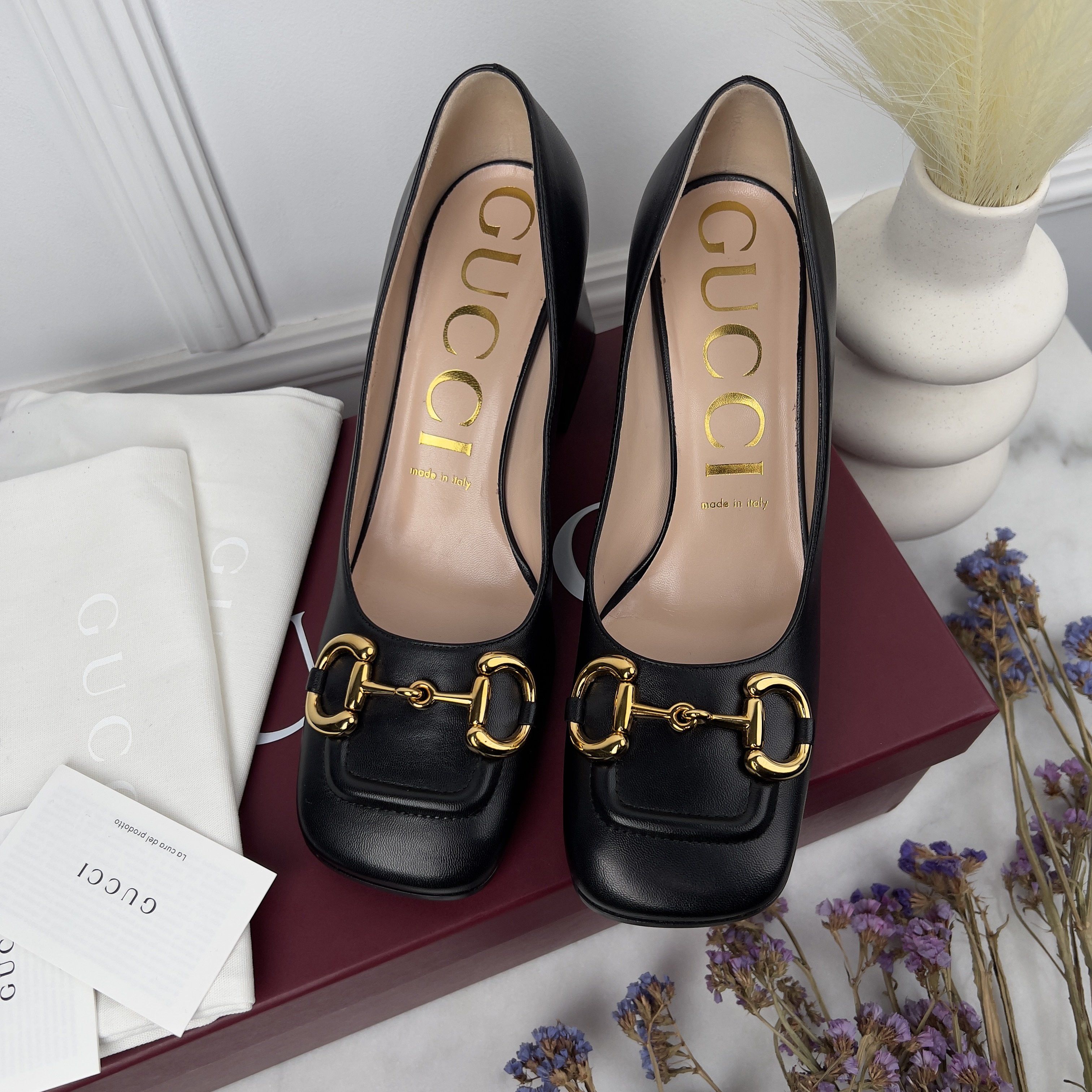 Gucci Gucci Horsebit Pumps Block Heels Black Leather Size US 8.5 / IT 38.5 - 3 Thumbnail