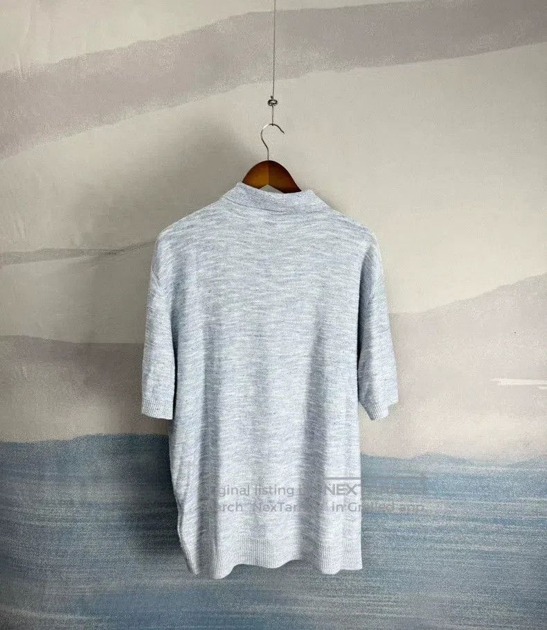 Loro Piana Loro Piana Smog blue linen bamboo-texture polo short-sleev Size US XL / EU 56 / 4 - 3 Thumbnail