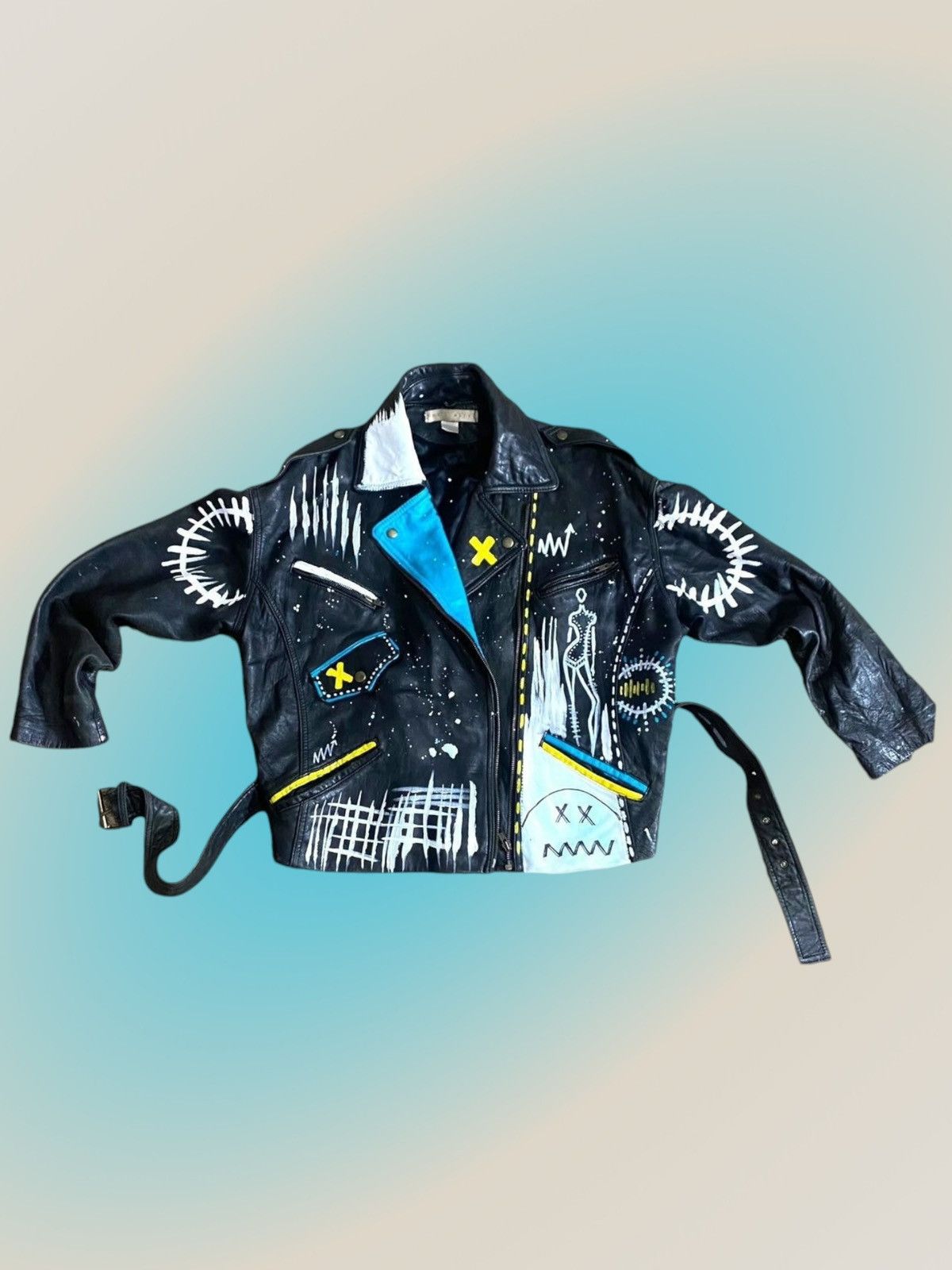 Other unisex customize hand painted size medium leather jacket. Size M / US 6-8 / IT 42-44 - 8 Thumbnail
