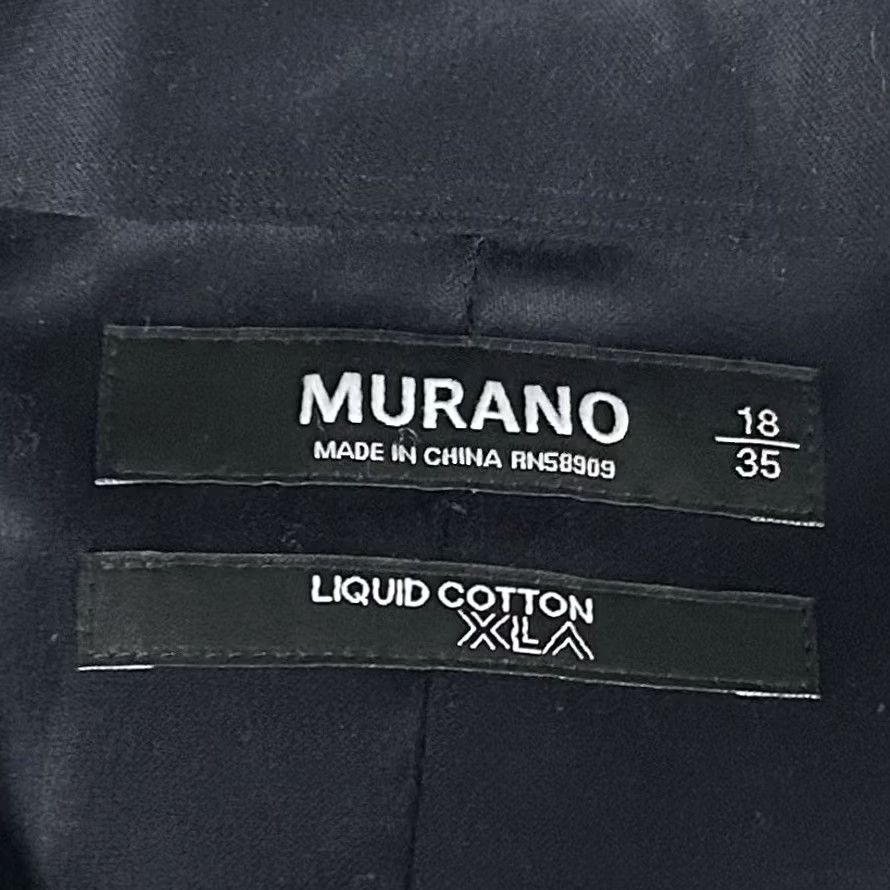 Murano Murano Dress Shirt All Black Button Front Formal 18 35 Liquid Cotton XLA Men Shirt Regular Collar Spread Cuff Barrell Sleeve 35 XS? Size 48R - 3 Thumbnail