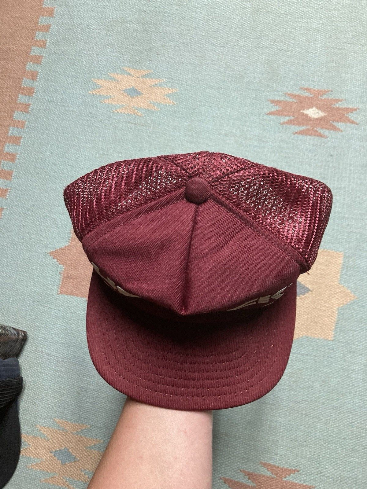 Vintage 80s trucker hat US brick worth looking at puff print maroon Size ONE SIZE - 3 Thumbnail