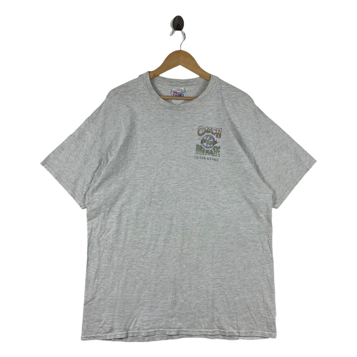 Hanes Vintage 90s Hanes Beefy-T Outer Banks Catch and Release Tee Size US XL / EU 56 / 4 - 2 Thumbnail