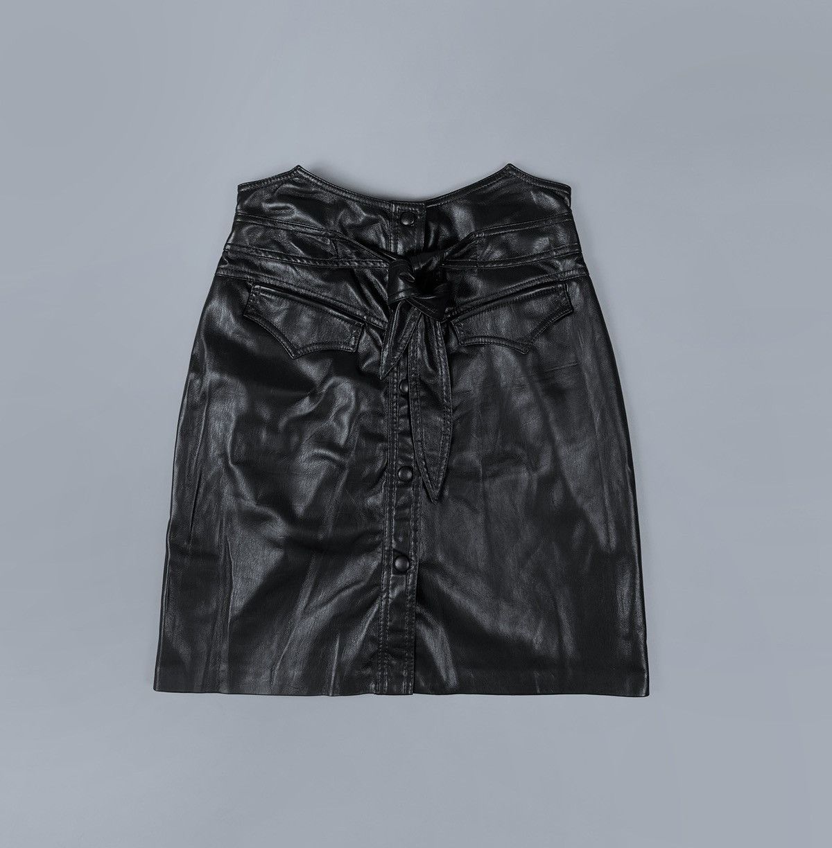 Nanushka Women's NANUSHKA Meda Belted Chai Vegan Leather Mini Skirt M Size 28" / US 6 / IT 42 - 3 Thumbnail