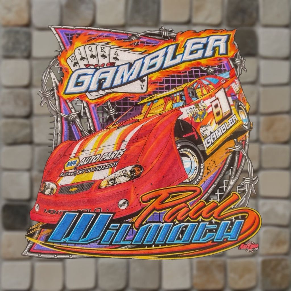 Vintage The Gambler Race Car Shirt XL Diamond Style Alstyle Apparel Men Black Cotton Crew Neck Short Sleeve Racing T Shirt West Virginia B1 Wilmoth Size US XL / EU 56 / 4 - 1 Thumbnail