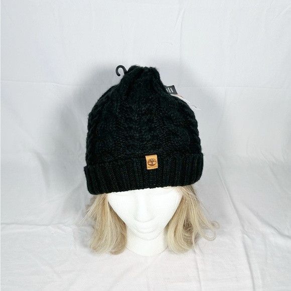 Timberland Timberland Black Fleece Lined Cable Knit Beanie Hat~OS~New Size ONE SIZE - 2 Thumbnail