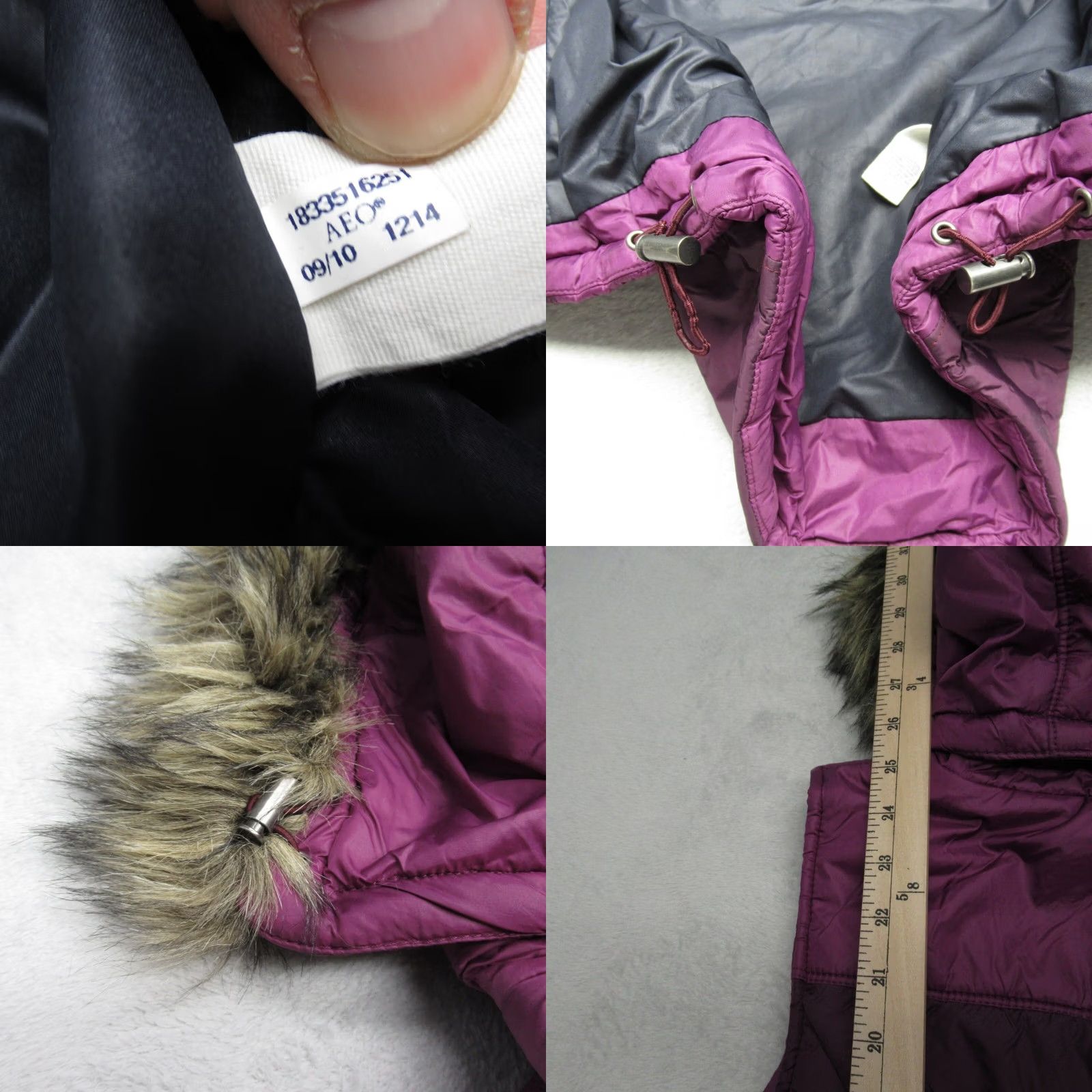 American Eagle Outfitters American Eagle Vest Puffer Womens Medium Purple Faux Fur Hood Trim Full Zip Size M / US 6-8 / IT 42-44 - 8 Thumbnail