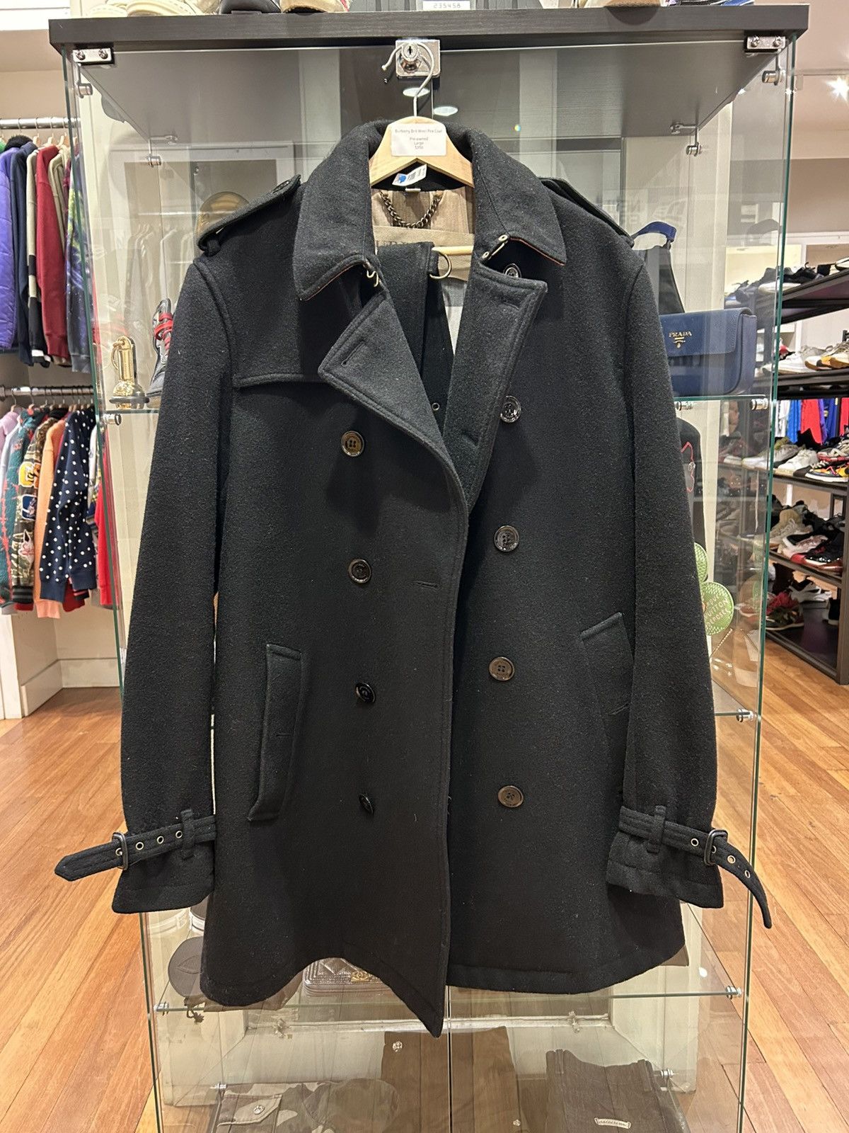 Burberry Burberry Brit Black Overcoat Size US L / EU 52-54 / 3 - 1 Thumbnail