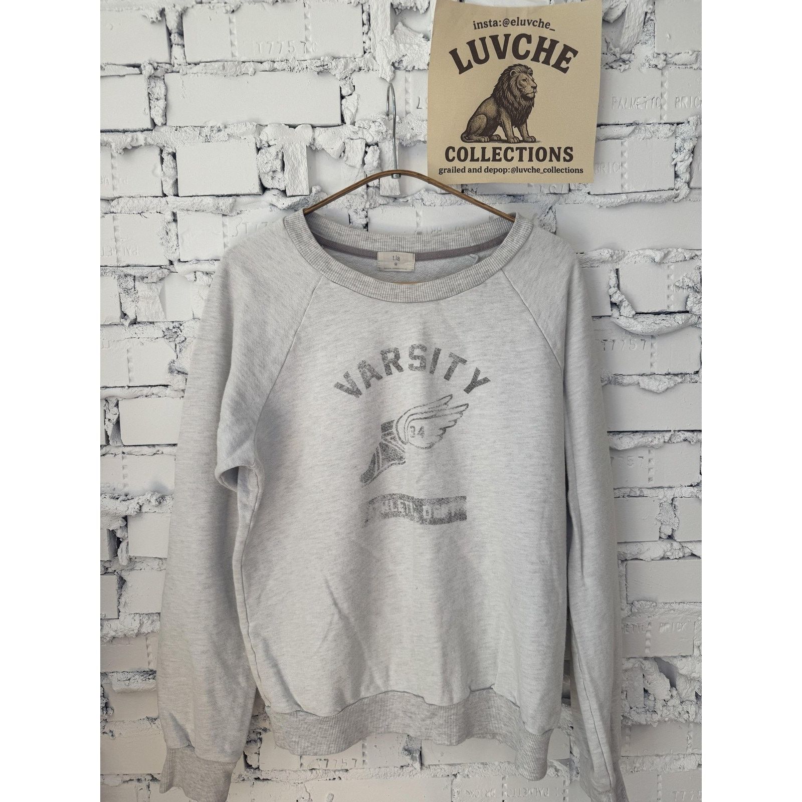 Everlane TLA Womens M Gray Varsity Crewneck Sweatshirt Size S / US 4 / IT 40 - 1 Thumbnail