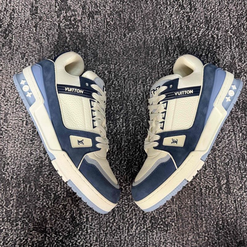 Louis Vuitton Louis Vuitton Blue and White Trainer Low-Top Sneakers -2508 Size US 8.5 / EU 41-42 - 7 Thumbnail