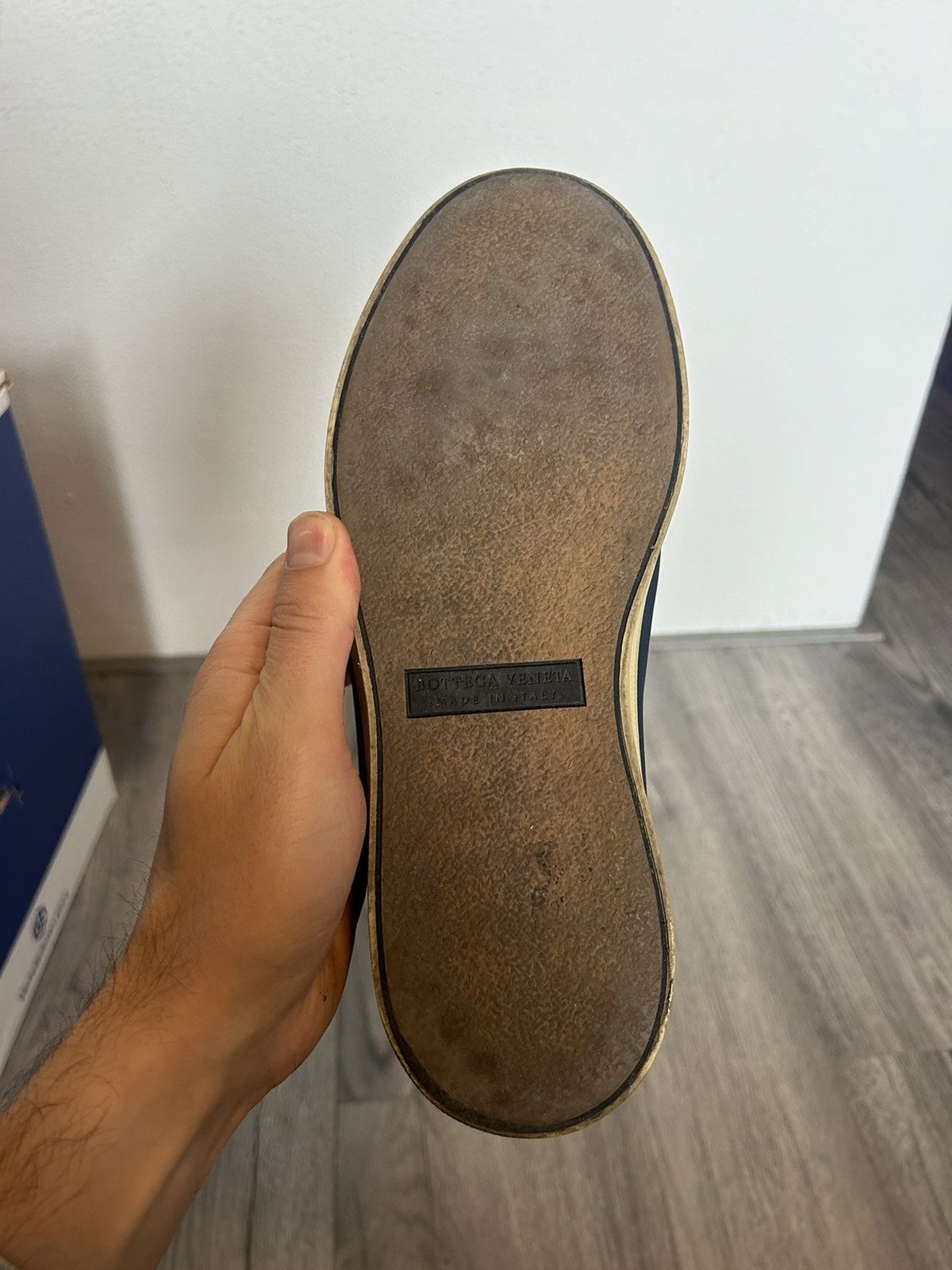 Bottega Veneta Blue Leather Slip-On Shoes with Intrecciato Detail - 41.5 Size US 8.5 / EU 41-42 - 11 Thumbnail