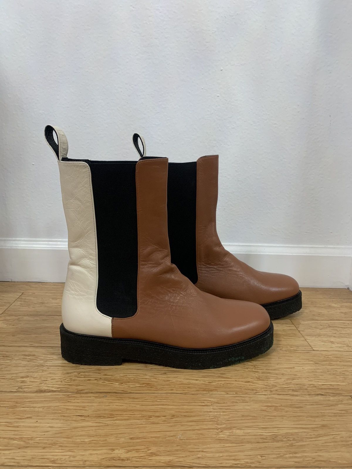 image of Designer Tan And Beige Boots Staud in Brown, Women's (Size 10)