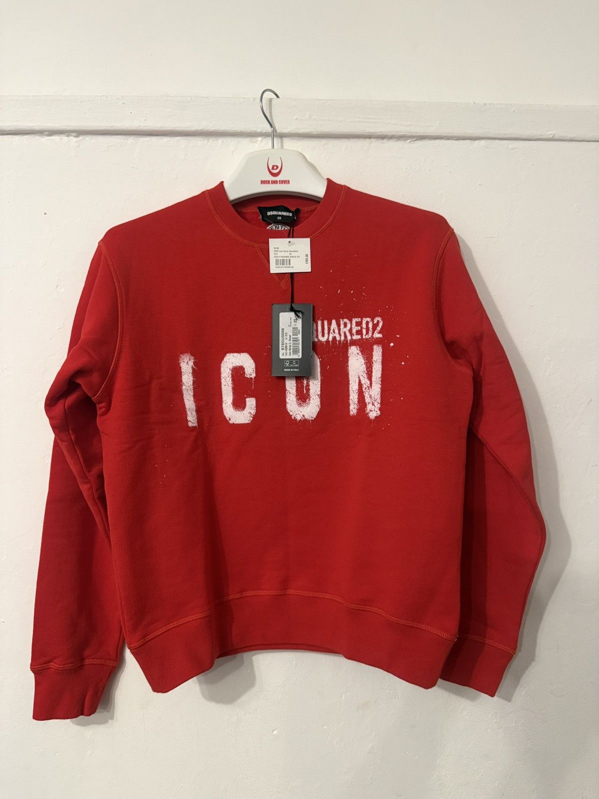 Dsquared2 DSquared²Men's Red Icon Fleeced Cotton Crew-Neck Sweatshirt Size US XS / EU 42 / 0 - 1 Thumbnail
