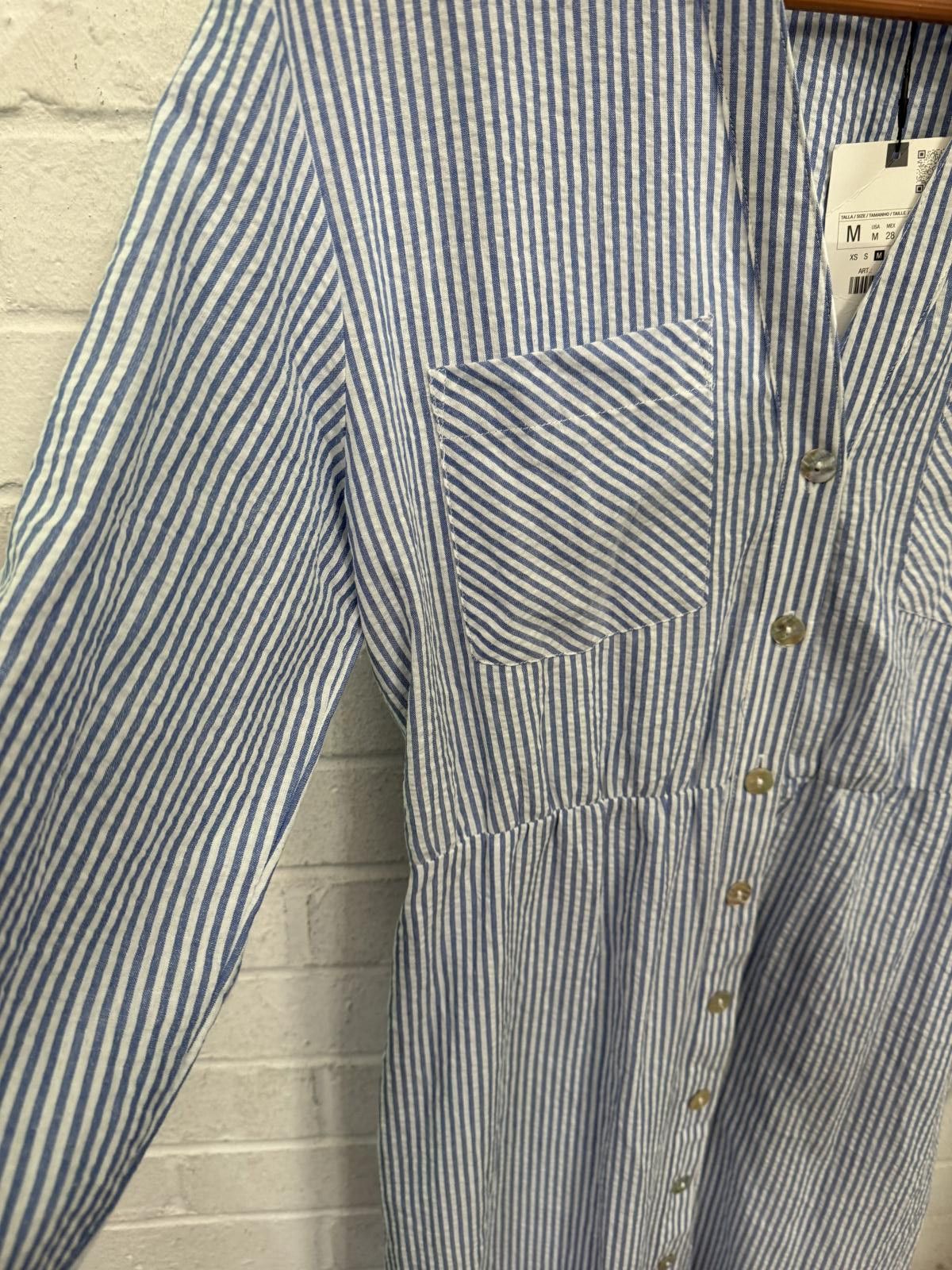 Zara Zara Blue and White Striped Long Sleeve Dress Size M / US 6-8 / IT 42-44 - 3 Thumbnail
