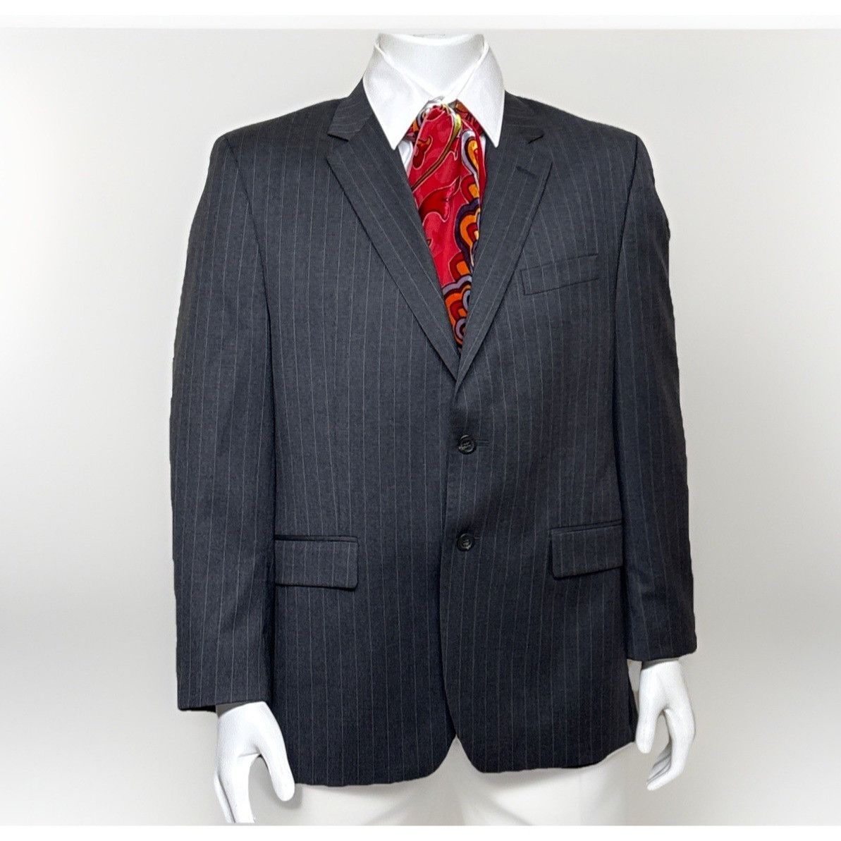 Lauren Ralph Lauren Lauren Ralph Lauren Wool Suit Jacket Mens 44R Gray Pinstripe Size 44R - 1 Thumbnail