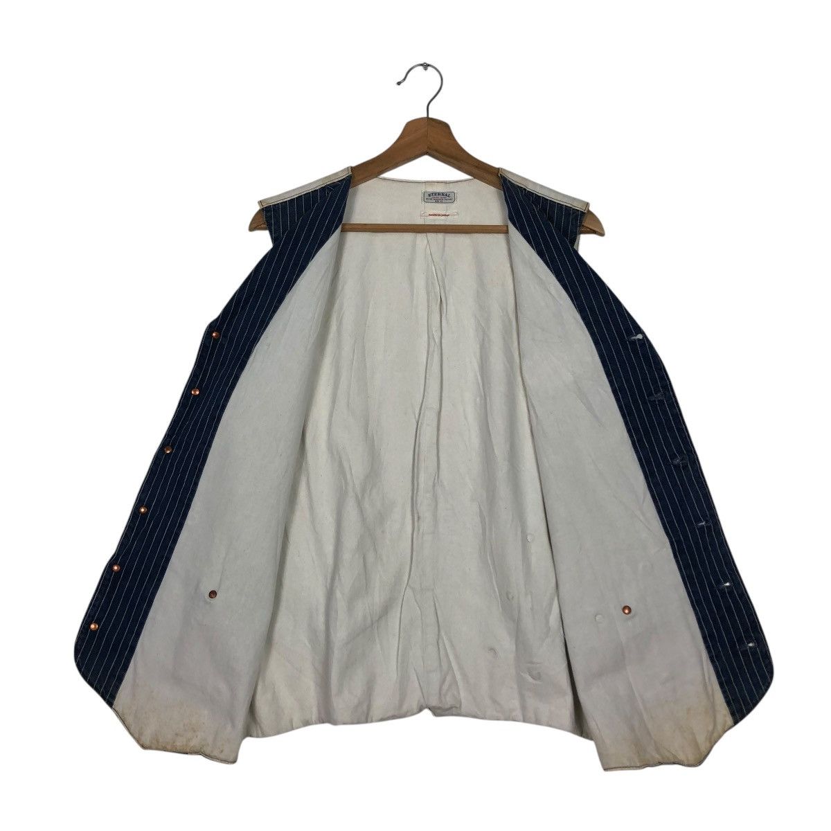 Eternal 🔥VINTAGE WAIST COATS VEST ETERNAL HICKORY CHORE STRIPED Size US L / EU 52-54 / 3 - 16 Thumbnail
