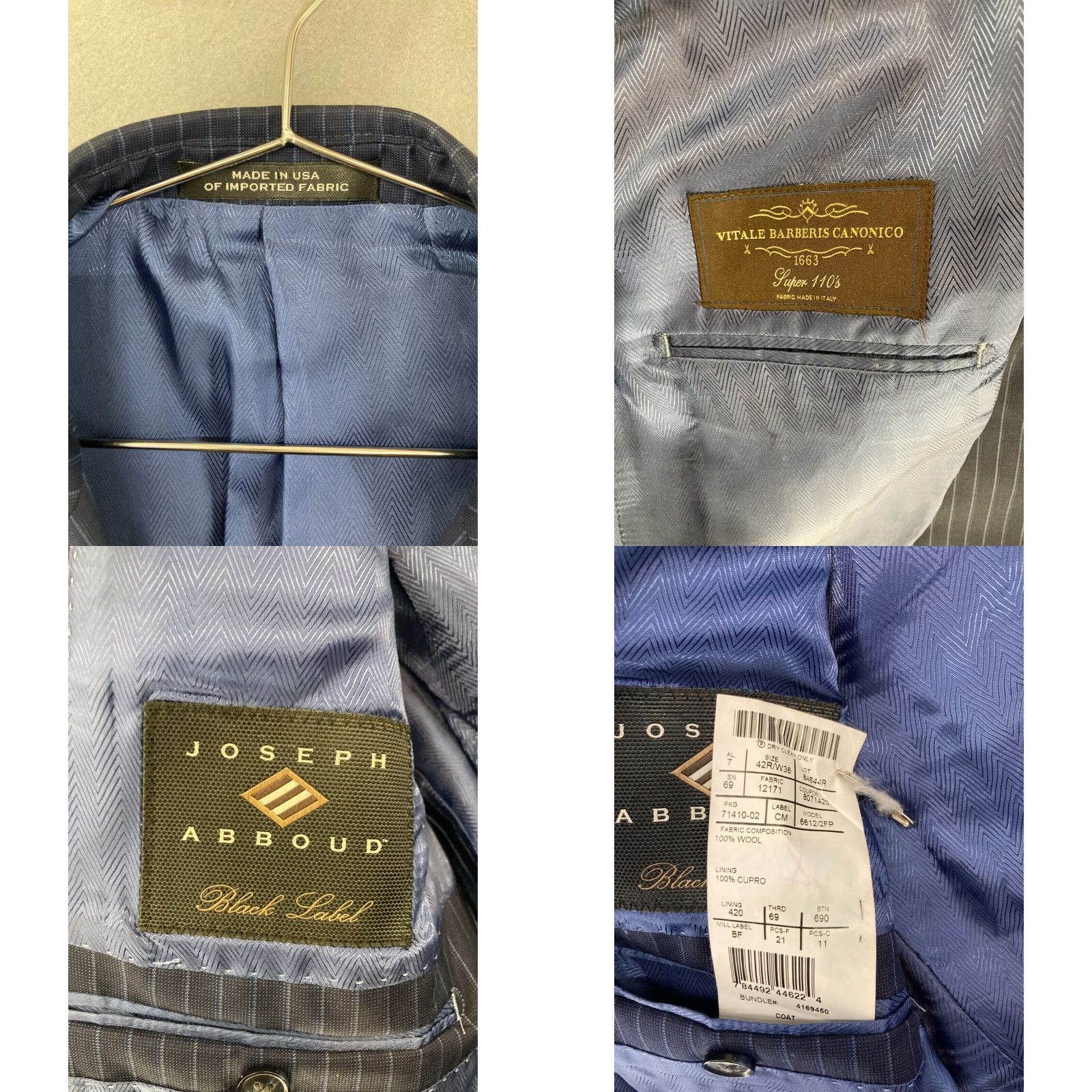 Joseph Abboud Joseph Abboud Mens Wool Suit Jacket Blue Pinstripe 42R Regular Single-Breasted Size 42R - 8 Thumbnail