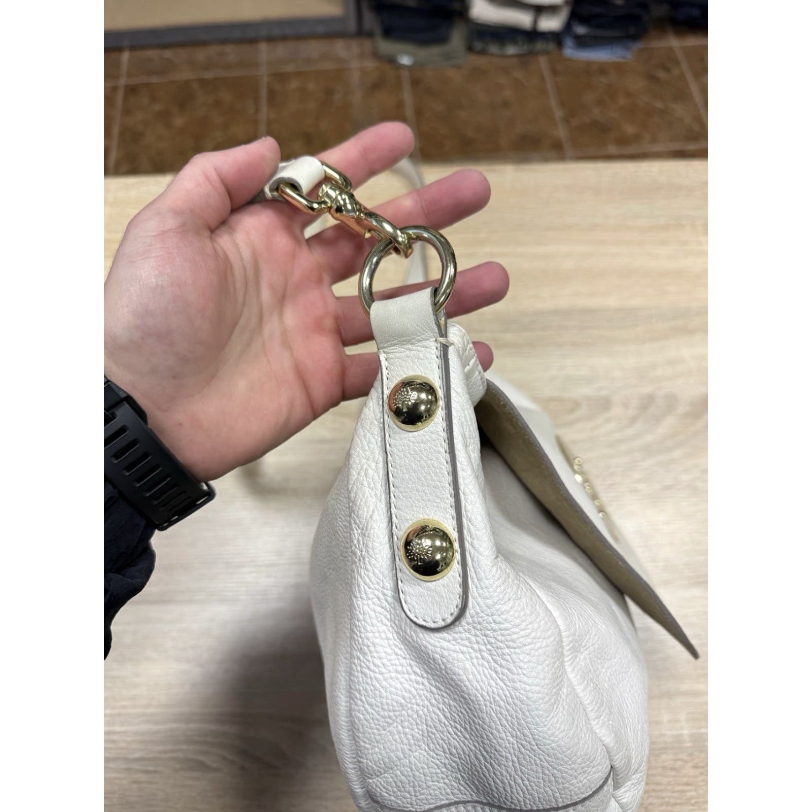 Mulberry Mulberry Daria Hobo White Leather Shoulder Bag Tree Logo Women OS White Logo Bag Size ONE SIZE - 3 Thumbnail
