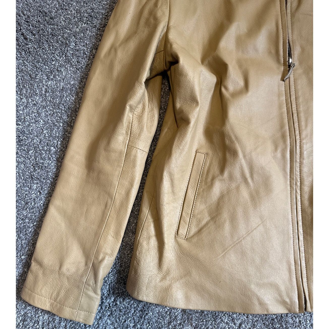 Oscar Piel OSCAR PIEL Perfect Leather Tan Beige Full Zip Jacket Sze XXL Size XXL / US 16-18 / IT 52-54 - 3 Thumbnail