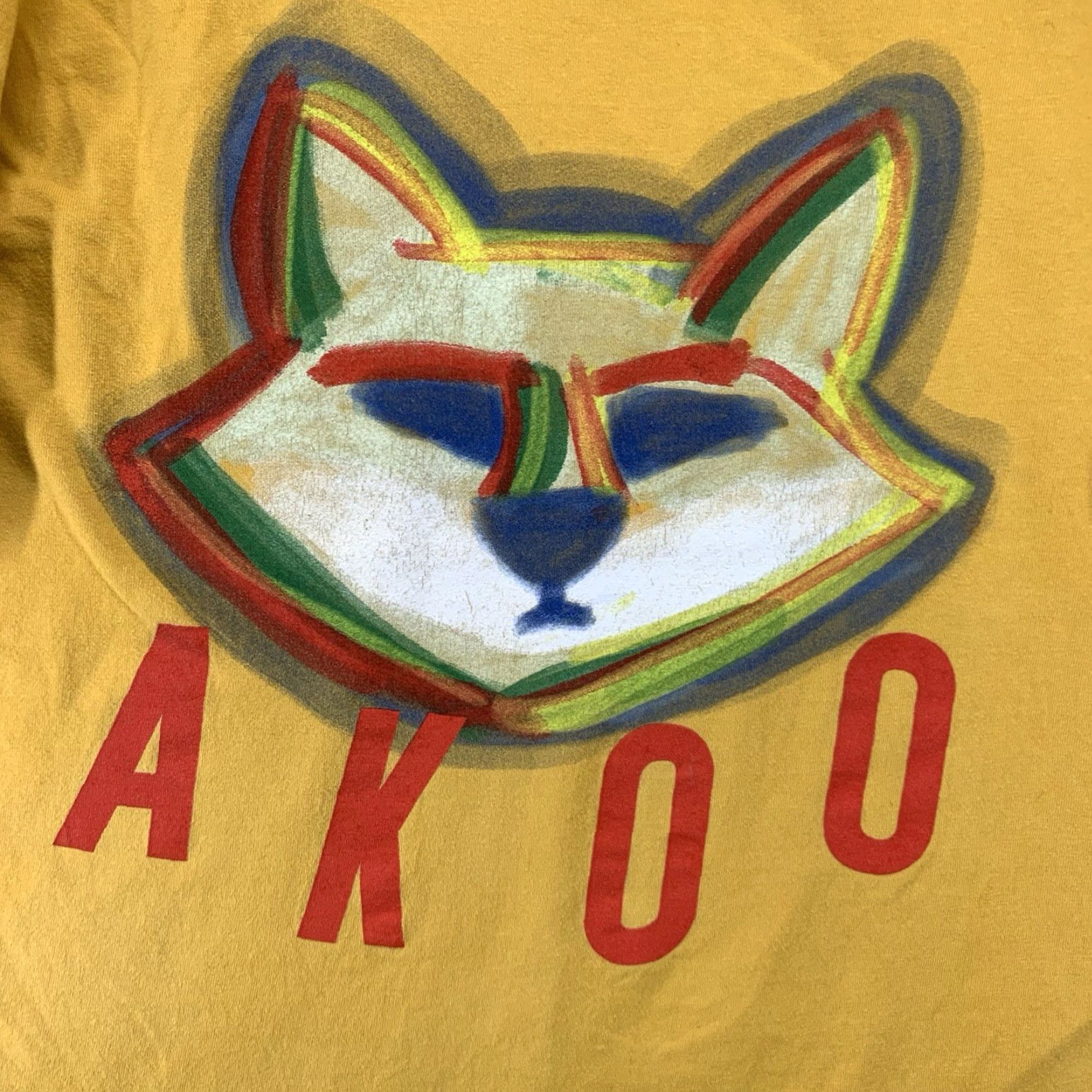 Logo 7 AKOO Men's T-Shirt Old Gold Colorful Fox Graphic Print Crew Neck Short Sleeve Size XL Size US XL / EU 56 / 4 - 2 Thumbnail