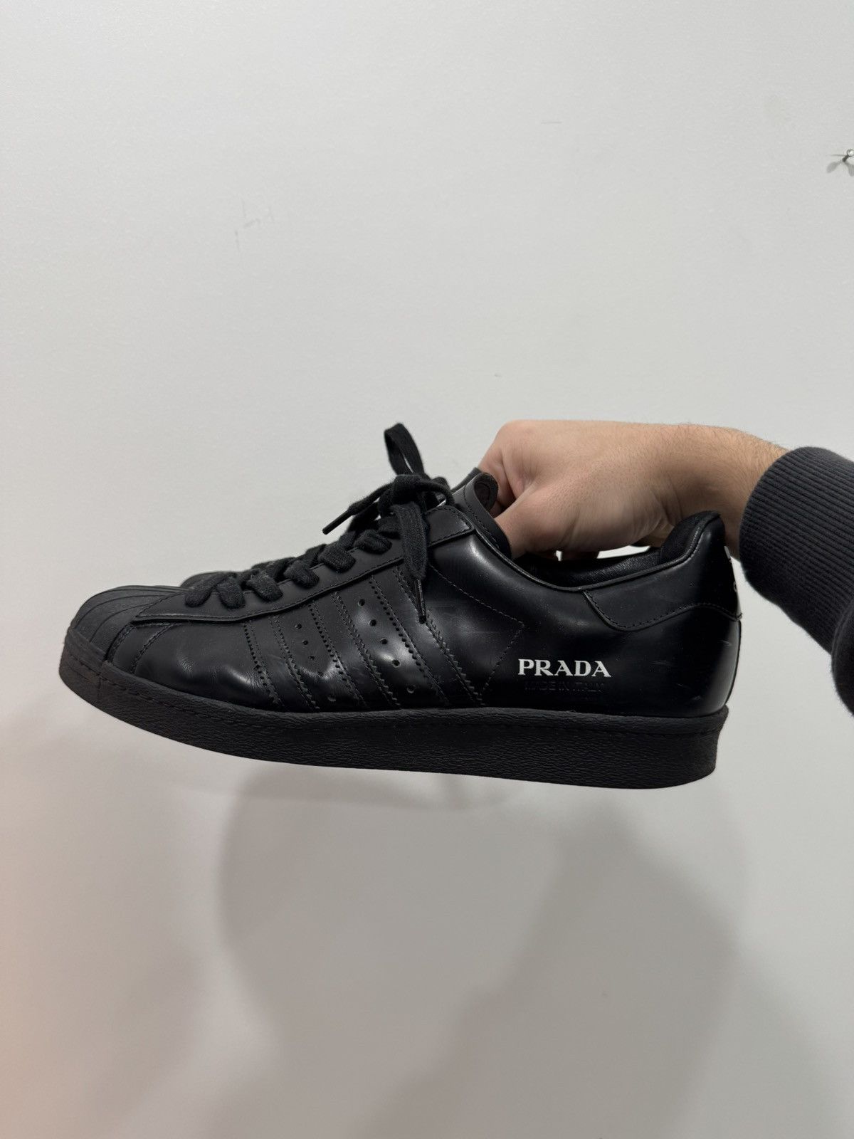Adidas × Prada Prada Adidas Superstar Black Size US 10.5 / EU 43-44 - 2 Thumbnail