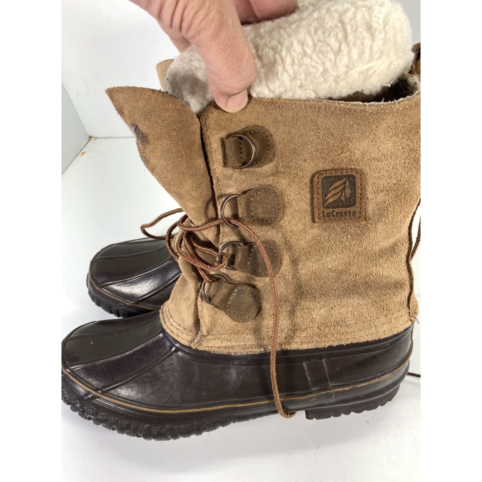 Vintage VINTAGE LaCrosse Duck Boots Men 9 Brown Leather Lace Up Removable Liner Steel Shank Snow Boot Leather Upper VTG Size US 9 / EU 42 - 3 Thumbnail