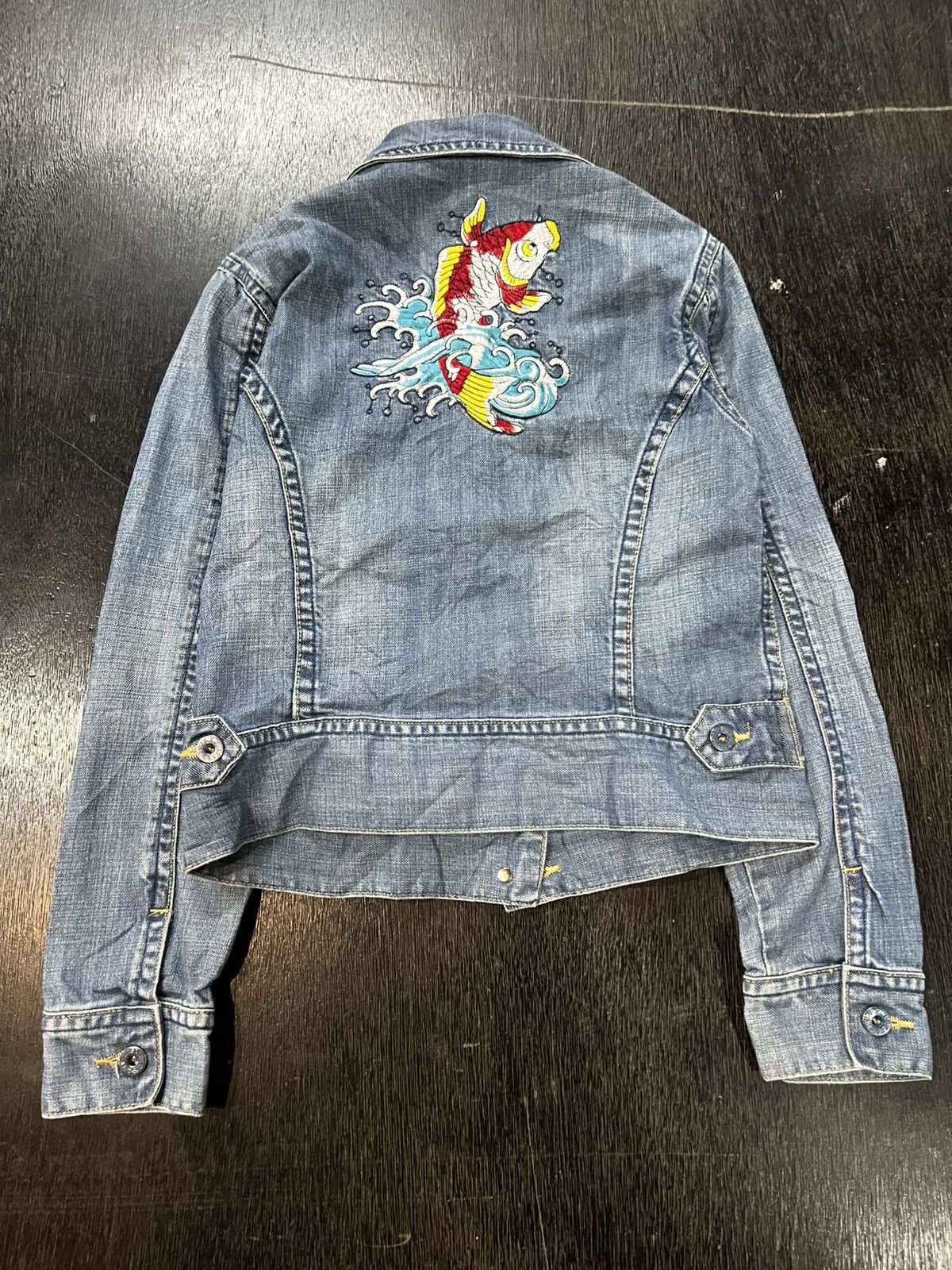Japanese Brand BSB Japanese Koi Fish Embroidered Denim Jacket Size US S / EU 44-46 / 1 - 9 Thumbnail