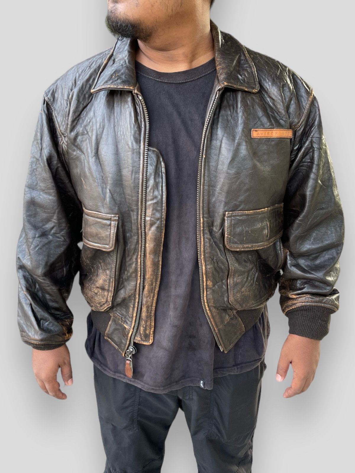 Avirex 🔥VINTAGE 80s AVIREX U.S.NAVY GENUINE LEATHER FLIGHT JACKET Size US S / EU 44-46 / 1 - 6 Thumbnail