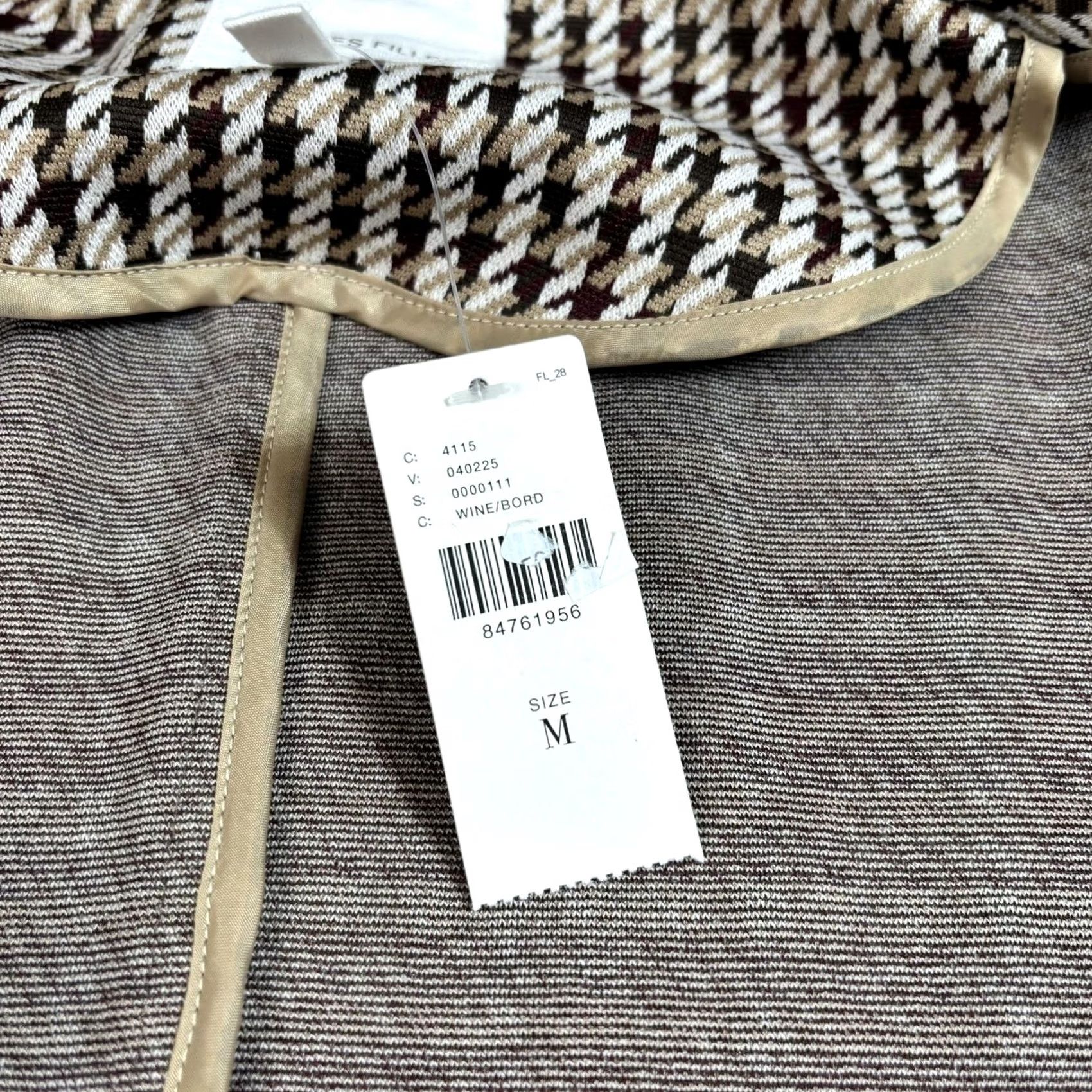 AVEC LES FILLES Avec Les Filles Coatigan Women's Medium Brown Houndstooth Overcoat Blazer Knit Pocketed Buttoned Mid-Length Unlined Fall/Winter Casual Business Size M / US 6-8 / IT 42-44 - 6 Thumbnail