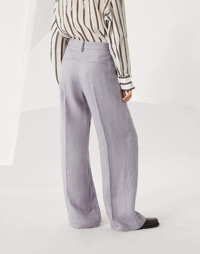 Brunello Cucinelli o1la1rc1a0326 Gabardine Loose Pleated Trousers in Purple Size 27" / US 4 / IT 40 - 2 Thumbnail
