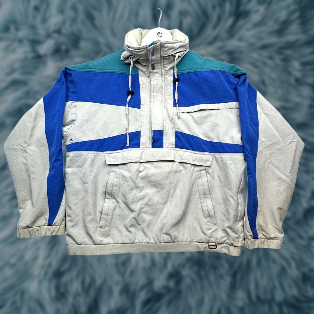 Obermeyer VINTAGE Obermeyer Windbreaker Jacket 90s Men Medium Hooded 1/2 Zip Anorak Blue Nylon Long Sleeve Pockets Jersey? Size US L / EU 52-54 / 3 - 1 Thumbnail