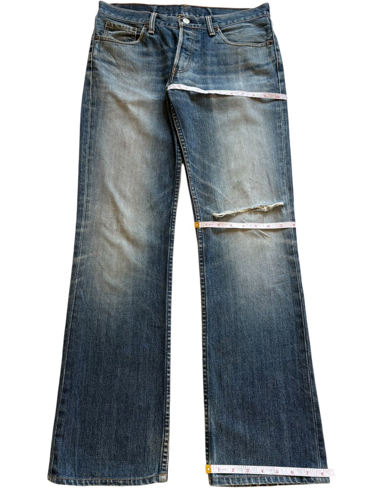 Levi's × Levi's Vintage Clothing Vintage 90s Levis 577 Faded Blue Wash Distress Bootcut Jeans Size 32" / US 10 / IT 46 - 14 Thumbnail