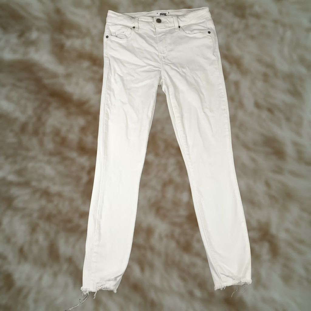 Paige Paige Jeans Womens Regular Size 27x28 White Verdugo Ankle Cut Off Denim Pants Slimming Pockets 5-Pocket Size 27" / US 4 / IT 40 - 1 Thumbnail
