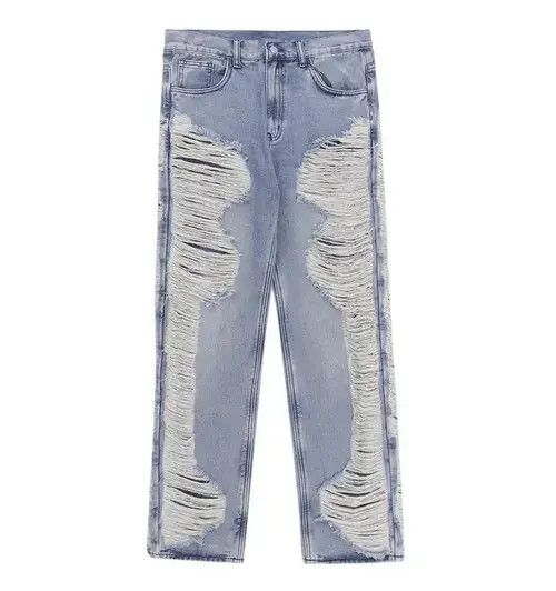 American Edition × Japanese Brand × Jean Fully Distressed Side Seam Ripped Denim Straight-Fit Jeans Size US 32 / EU 48 - 4 Thumbnail