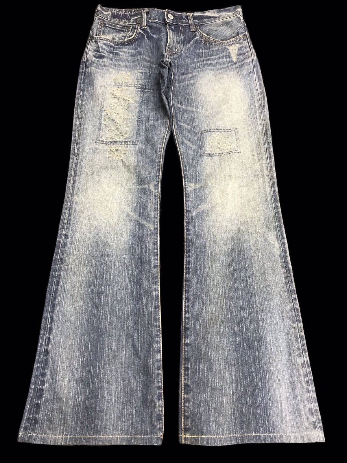 Pre-owned Distressed Denim X Edwin Flare Edwin Distressed Denim F48 In Black