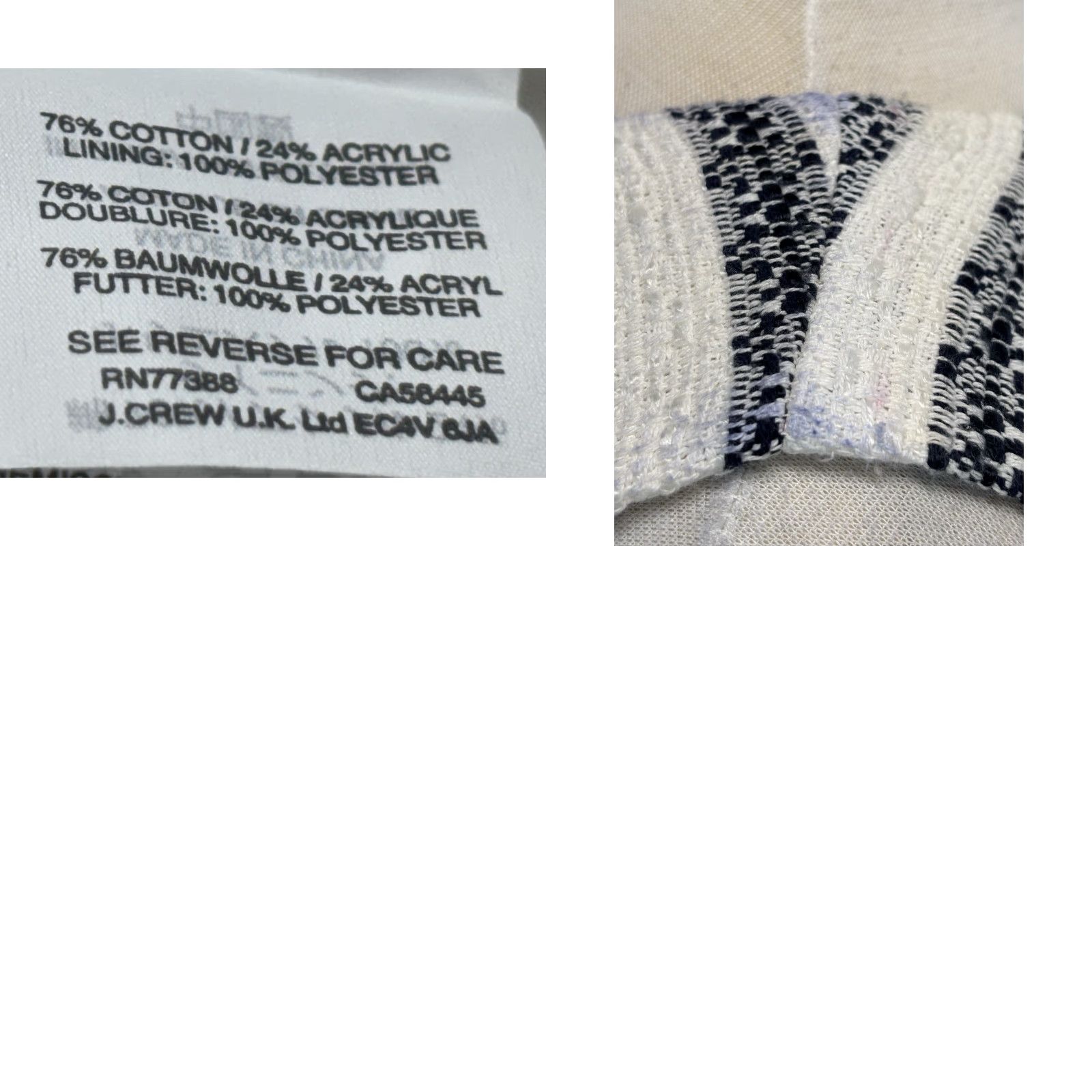 J.Crew J.Crew Dress Womens 8 A-line Sleeveless Short Tweed Stripe White Navy V-Neck Lined Zip Party Cocktail Business Size 30" / US 8 / IT 44 - 8 Thumbnail