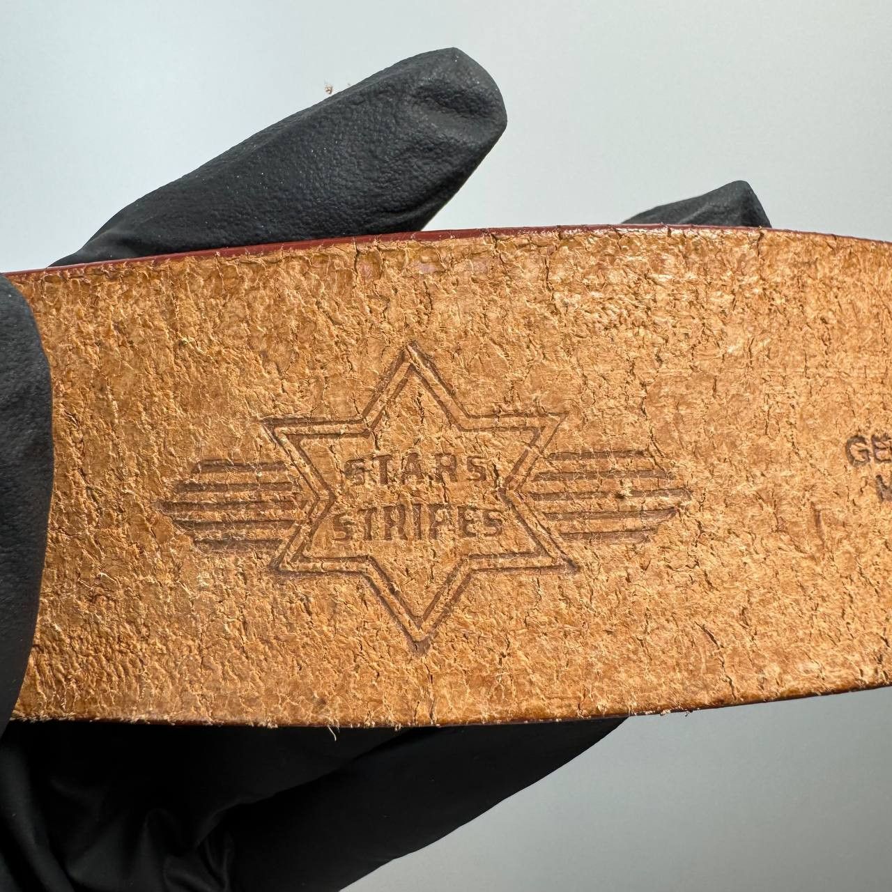 Stars & Stripes Vintage Stars And Stripes Western Leather Belt Tooled Brown Size 34 - 11 Thumbnail
