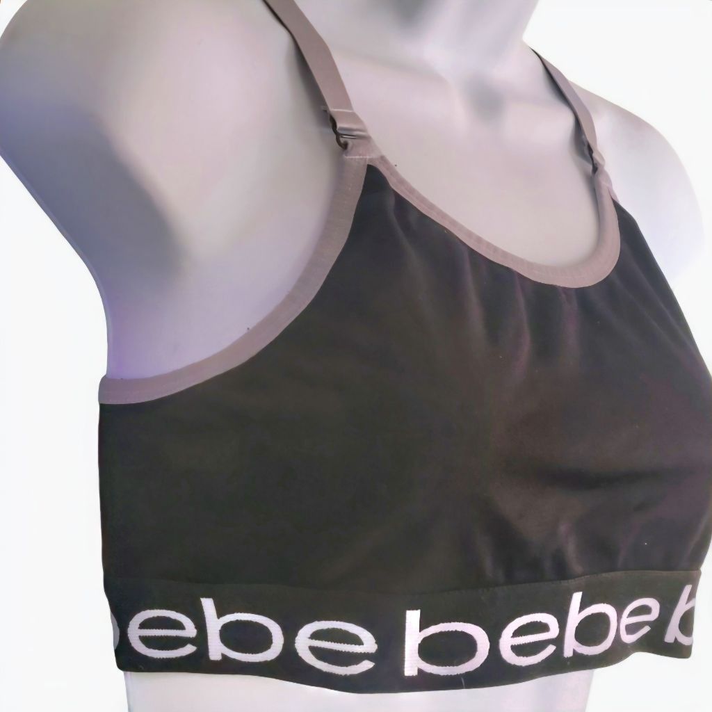 Bebe Bebe Y2K logo 2 tone sports bra black Heather gray size XS/S Size ONE SIZE - 3 Thumbnail