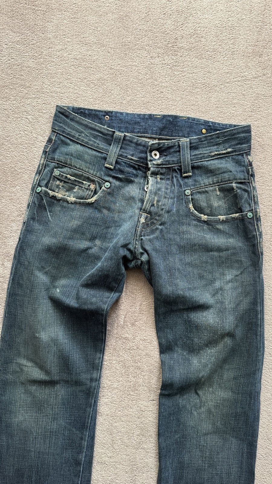 Japanese Brand G-Star Straight Y2K Faded Mudwash Ripped Jeans LGB if6was9 Size US 31 - 2 Thumbnail