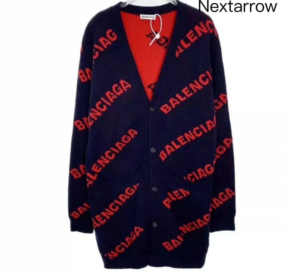 Balenciaga Balenciaga Logo letter full print knit cardigan jacket 
