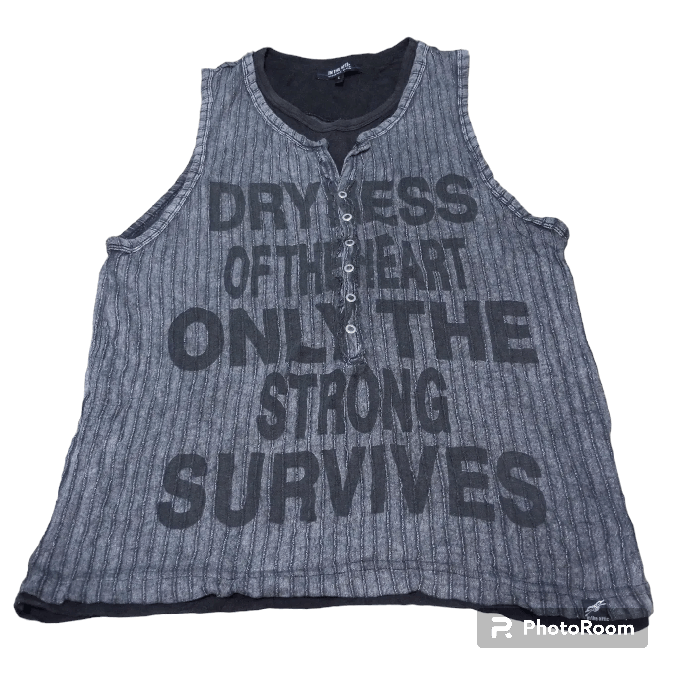 image of In The Attic Poem Double Layer Punk Tank Top in Dark Grey, Men's (Size Large)