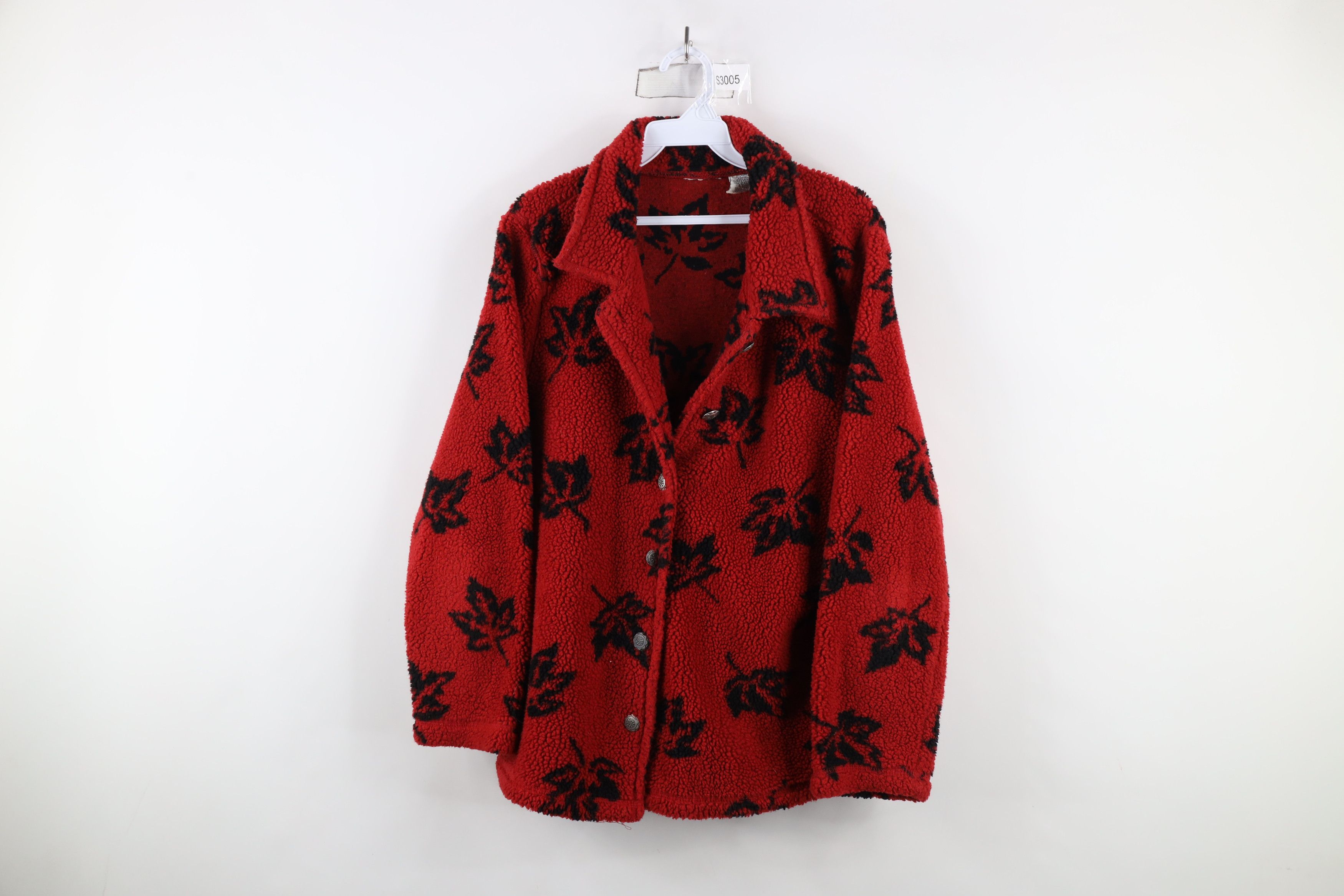 Vintage Vintage 90s Streetwear Over Print Deep Pile Fleece Jacket Size XL / US 12-14 / IT 48-50 - 1 Thumbnail
