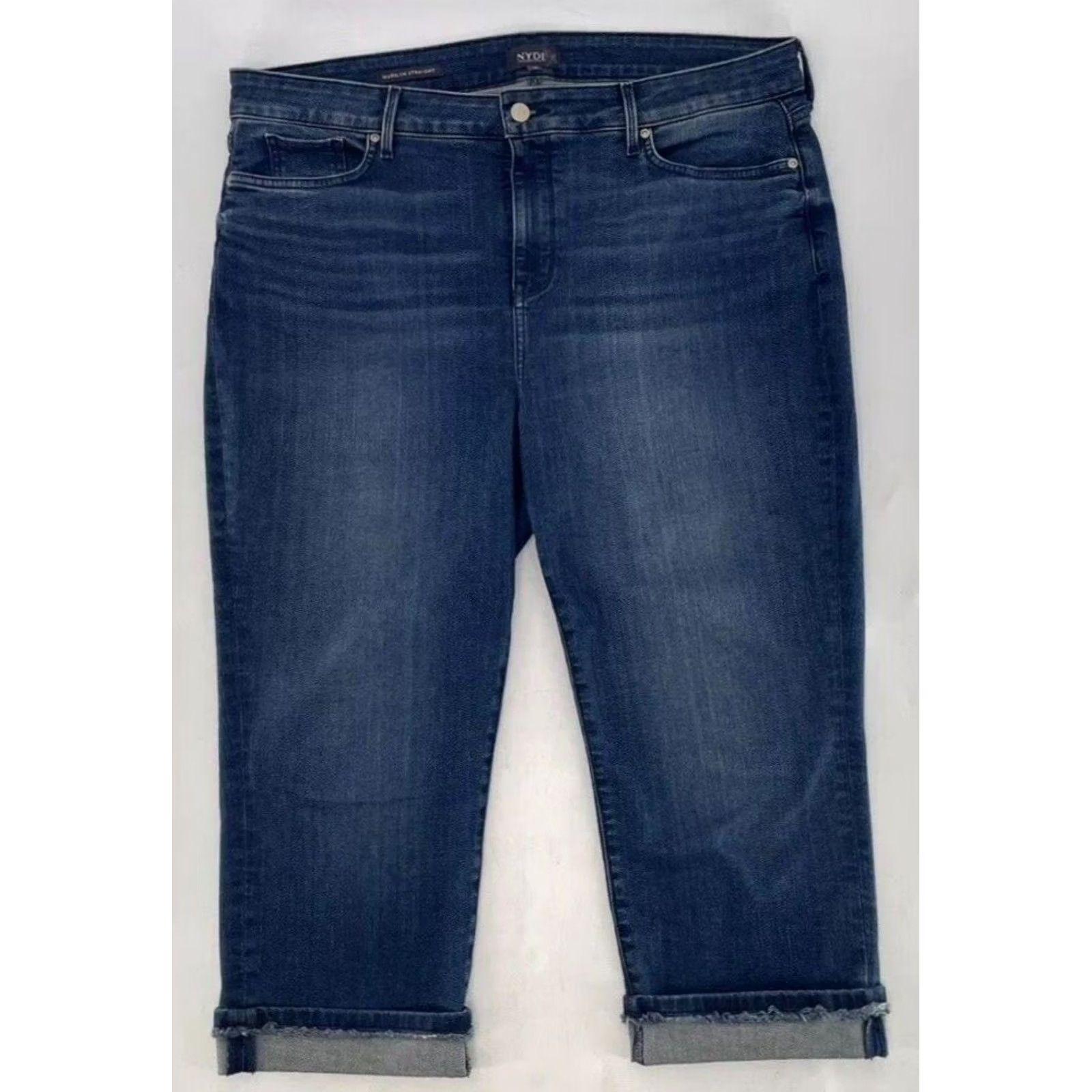 NYDJ NYDJ Marilyn Crop Jeans Women Size 16 Blue Fray Cuff Cropped Everyday Normcore Size 38" / US 16 / IT 52 - 3 Thumbnail