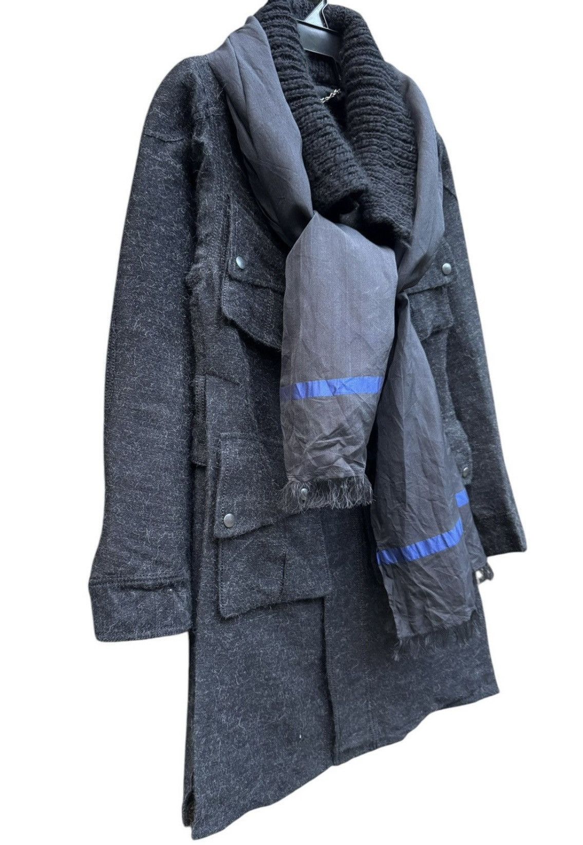Designer × Maison MIHARA YASUHIRO Miharayasuhiro Quilted Wool Coat with Detachable Scarf Size US S / EU 44-46 / 1 - 11 Thumbnail