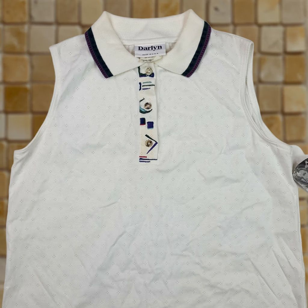 Vintage VINTAGE Darlyn Polo Shirt Women's Golf Tennis Sleeveless Tank Top M White 90s Preppy Casual Shirts Size M / US 6-8 / IT 42-44 - 1 Thumbnail