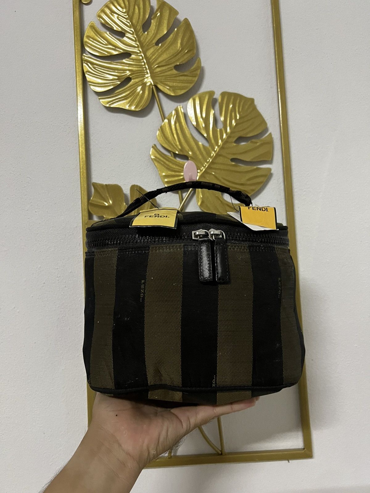 Fendi Fendi brown pequin stripe canvas vanity cosmetic case Size ONE SIZE - 1 Thumbnail