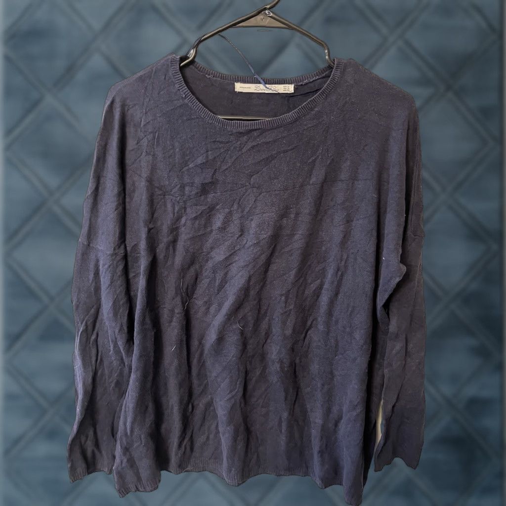 Zara Zara Womens Sweater Adult Medium Navy Raglan Sleeve Knit Round Neck Pullover Size M / US 6-8 / IT 42-44 - 1 Thumbnail